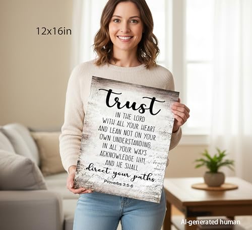 YOXORDQ Proverbs 3:5-6 Bible Verse Wall Art-Canvas Wrapping 12x16in - color: 3:5-6 Bible, size: 16"L x 12"W