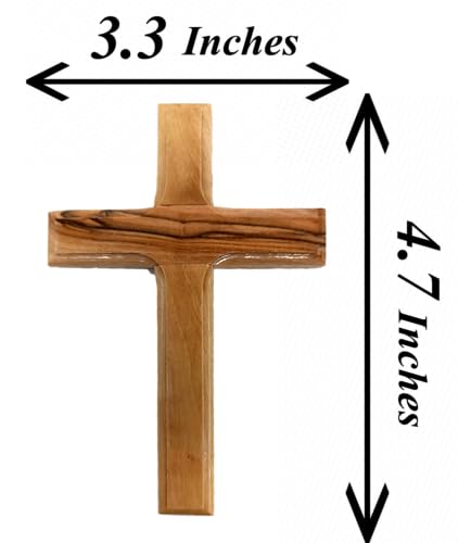 Zuluf Bethlehem Olive Wood Wall Cross | 4.7" Handmade Christian & Catholic Decor Christmas Wall Hanging Gift | Religious Spiritual Jesus Small Wooden Cross for Wall Decor cruz de madera pequeña - size: 4.7"L x 3"W