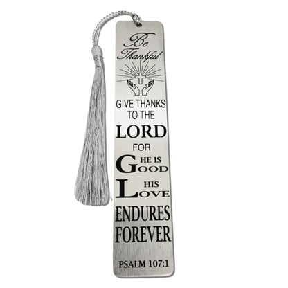 Christian Psalm Bookmarks, Bible Verse Gifts, Metal Bookmarks (PSALM 107:1 Bookmark Gifts) - color: Psalm 107:1 Bookmark Gifts