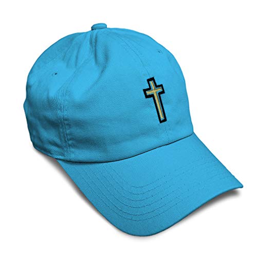Soft Baseball Hat Embroidered Dad Hat Chaplain Cross Jesus God Christian Faith Men & Ladies Baseball Cap - color: Aqua Design Only