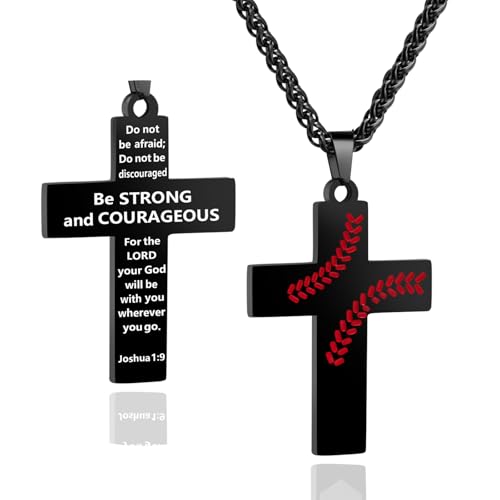 Smilelife Soccer Baseball Basketball Football Cross Necklace for Boys Men - style: Baseball