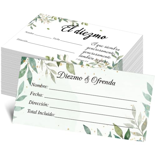 Woanger 500 Count Spanish Offering Envelopes Tithe Donation Tithes and Offering for Church Supplies (Watercolor Leaf) - style: Watercolor Leaf