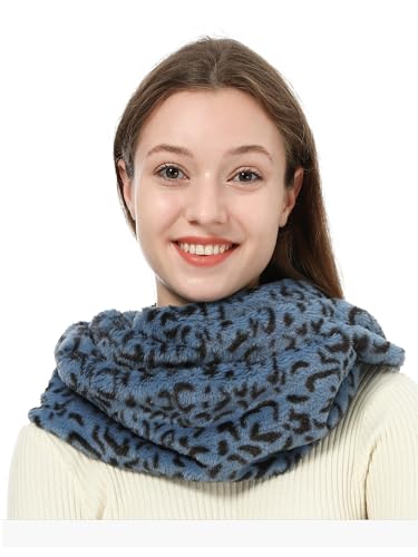 LA CARRIE Womens Leopard Print Infinity Scarf Loop Circle Neck Warmer - color: Leopard Blue