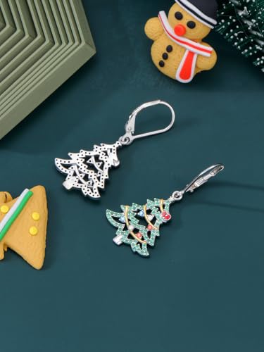 Dorunmo 925 Sterling Silver Dangle Drop Earrings for Women Holiday Earrings Hypoallergenic Halloween Christmas Jewelry Festival Gifts for Women - style: Christmas Tree-02