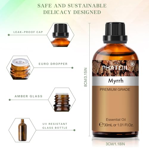 PHATOIL Myrrh Essential Oil for Diffuser, Soap Candle Making 1.01fl.oz - size: 1.01 Fl Oz (Pack of 1)