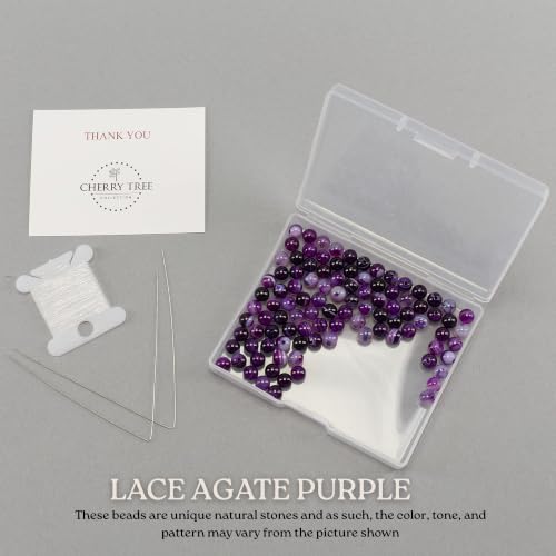 Cherry Tree Collection 100PCS 6mm Lace Agate Purple Round Bead Craft Kit - color: lace agate purple, size: 6mm