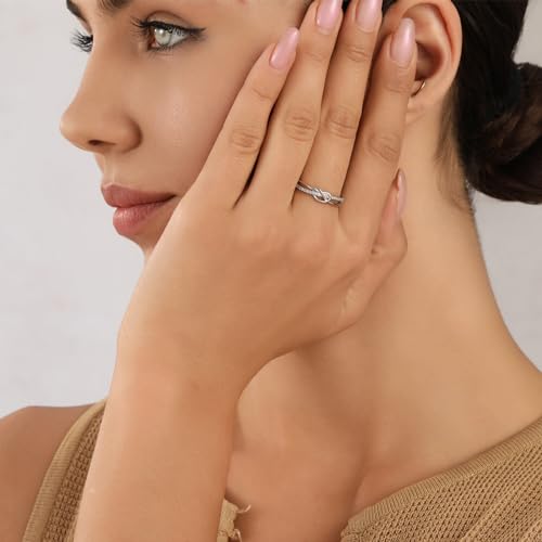 MOROTOLE To My Mom Sterling Silver Ring, Love Knot Silver Ring for Women Forever Linked You And Mom Rings Adjustable Thumb Rings Mother Gifts… - color: Love Rings (Mother & Daughter Card)