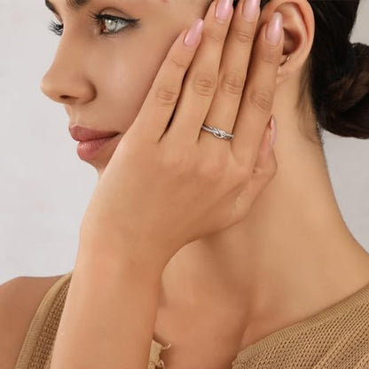 MOROTOLE To My Mom Sterling Silver Ring, Love Knot Silver Ring for Women Forever Linked You And Mom Rings Adjustable Thumb Rings Mother Gifts… - color: Love Rings (Mother & Daughter Card)