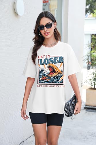 Rooted in Christ Shirt Christian Shirts for Women Jesus Oversized Tshirt - color: White God, size: Small