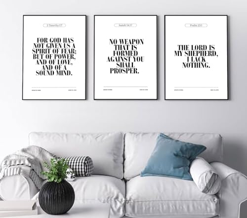 Bible Verse Christian Wall Art, 3 Piece Unframed Scripture Prints, 12x16 - color: Bible Verses, size: 16"L x 12"W