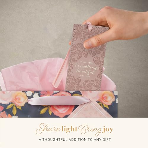 Christian Art Gifts Premium Faux Leather Bookmark: Everything Beautiful - color: Pink Floral/Everything Beautiful