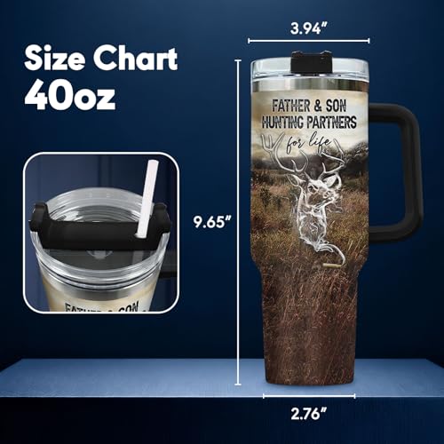 34HD Hunting Father Hunter Partner Life 40 oz Tumbler with Handle, Dad Gift - color: Hunting Father Day