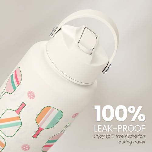 SANDJEST Pickleball Water Bottle 32oz Stainless Steel Insulated Vaccum with Lid, Pickleball Gifts for Pickleball Players, Pickleball Lovers, Women Girls Ladies - color: Pickleball