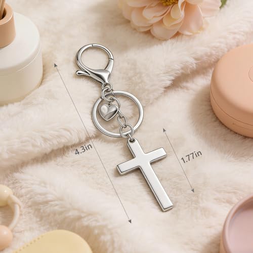 Cross Keychain Bag Charm for Women Christian Religious Gifts Easter Jesus Keychain for Women Purse Handbag Car Keys - color: Silver a