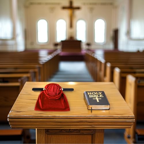 Brilucky Church Tithe Offering Bags with Wooden Handles,Offering Baskets for Church with Handles for Churches Communion Supplies,Collection Baskets for Church Offerings Accessories