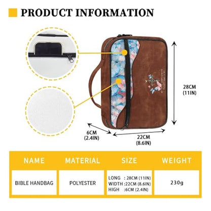 Bible Cover Church Carrying Book Case Polyester Bible Protective with Pen Slots and Zippered Pocket Customizable - color: Butterfly Cross