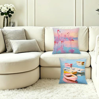 Pastel Nautical Ocean Throw Pillow Covers 18x18 Set of 2 - color: Colour -Dd