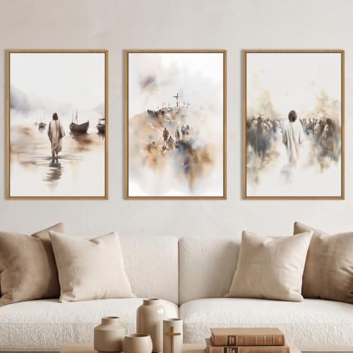Large Jesus Christian Framed Canvas Wall Art -16"x24"x3 - color: Christian Jesus Wall Art, size: 16"L x 24"W