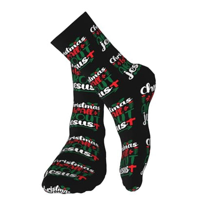 Happy New Year 2024 Unisex Sports Socks - Winter Casual Dress Fashion Socks - color: Jesus is the Reason for the Christmas Season2