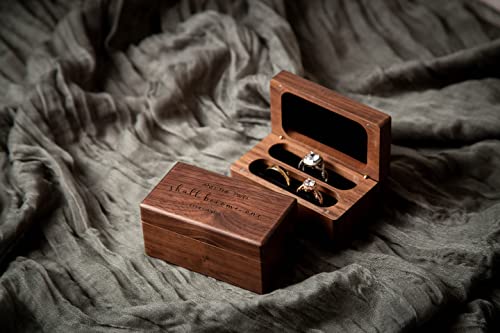 MUUJEE Ephesians 5:31 Quad Ring Box - Engraved Wooden Ring Case Box for Wedding Ceremony Ring Bearer Anniversary Birthday Valentines Gift Ideas - color: Two Become One