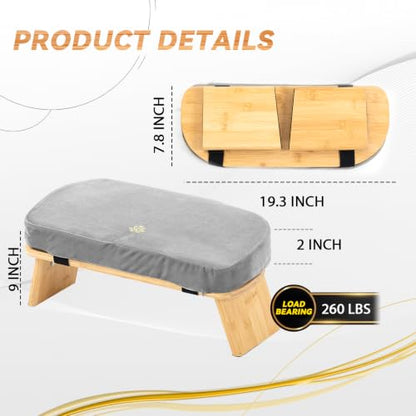 Meditation Bench, Bamboo Meditation Stool, Folding Kneeling Meditation Bench, Seiza Prayer Bench, Prayer Bench with Meditation Cushion, Kneeling Stool - color: Grey