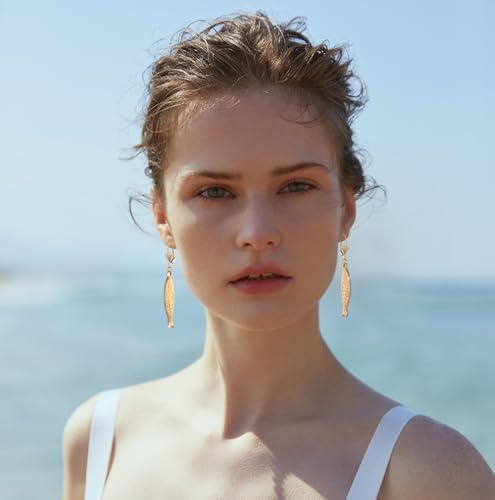 Gold Fish Hoop Earrings sardine Trendy Beach Ocean Theme Jewelry for Women