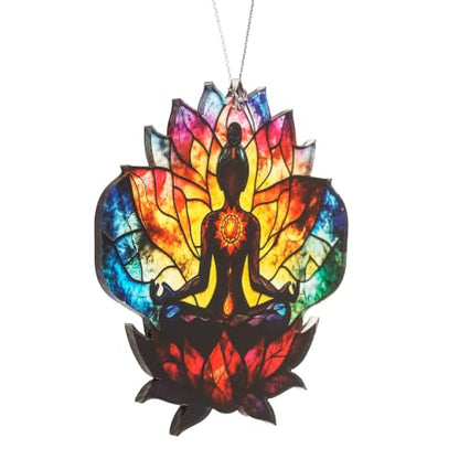 Yoga Christmas Ornament 2026, Lotus Meditation Gifts for Yoga Lovers - color: Lotus Suncatcher
