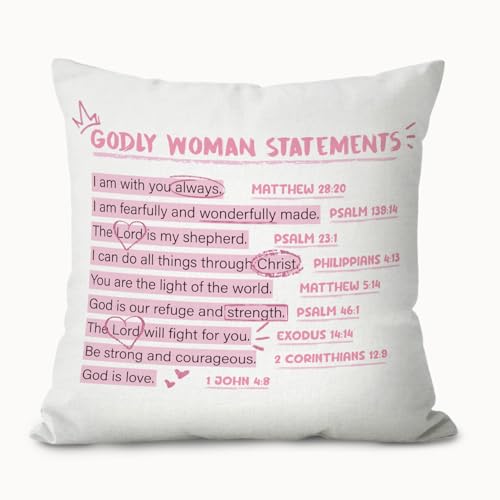 Pink Christian Inspirational Pillow Covers 18x18, Christian Inspirational Gifts for Women, Bible Verse Affirmation Decorative Throw Pillow Covers Pillowcases for Girly Room Bedroom Dorm Decor - color: Pink Bible(white03)