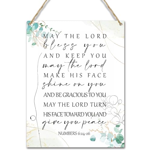 Watercolor Christian Wooden Hanging Sign Bible Verse Wall Decor for Home Office Gifts for Christmas Rustic Religious Hanging Door Wall Signs Floral Inspirational Wall Quote Sign 10x8 inches - JZ010 - color: leaf 01