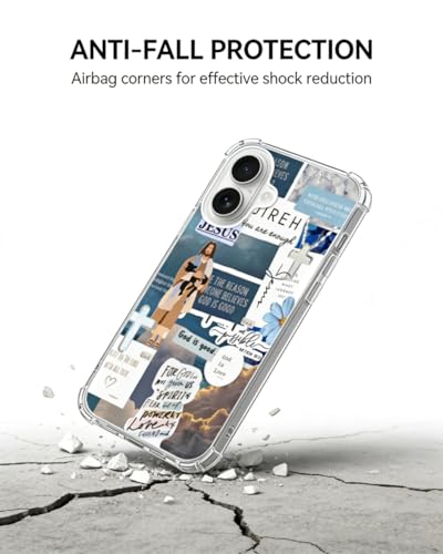 Blue Christian Aesthetic Phone Case Compatible with iPhone 17, Jesus Lamb God Phone Cover for iPhone 17 - color: Blue Christian