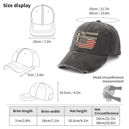 US 250th Anniversary Hat, Patriotic Embroidered Cap, 1776-2026 Freedom Celebration, 250 Years American History Gift Patriots - color: Us 250 Years Freedoms 1776-2026 250th Birthdayallblack2
