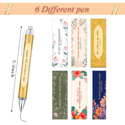 Christian Pens for Women, 6 Pack Floral Bible Verse Ballpoint Pens Gift - color: blue02