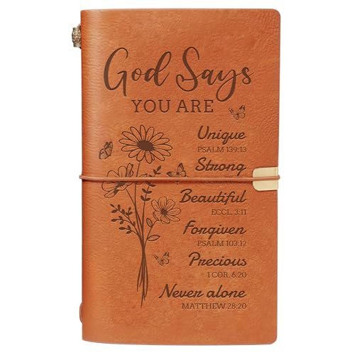 Christian Gifts for Women - Leather Bible Journal Notebook, Religious Birthday Gifts for Friend, Her, Sister, Friend, Daughter, Prayer Jesus Journal for Women, Christian Engraved Refillable Notebook