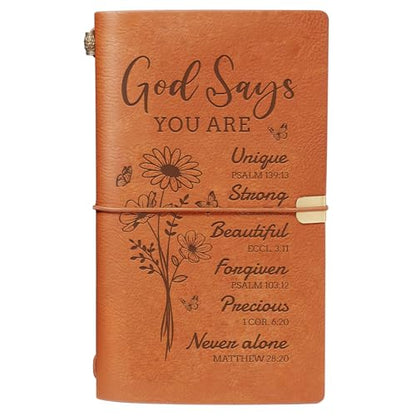 Christian Gifts for Women - Leather Bible Journal Notebook, Religious Birthday Gifts for Friend, Her, Sister, Friend, Daughter, Prayer Jesus Journal for Women, Christian Engraved Refillable Notebook