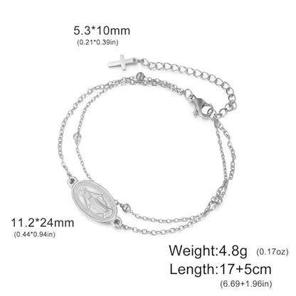 VASSAGO Virgin Mary Bracelet for Women Men Double-Sided Virgen de Guadalupe Rosary Bracelet Medal Handmade Braided Rope Catholic Christian Religious Jewelry Gift - color: Silver 14