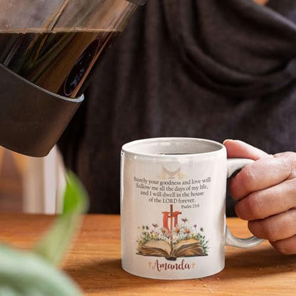 Bible And Daisy Coffee Mug, Customized Name Christian Cup, Gift For Daughter, Religious Themed Accent Mug 11oz 15oz, Personalized Cross Ceramic Cup, Custom Bible Verse Mug - color: XUA-624-2337-Daisy Bible With Dove