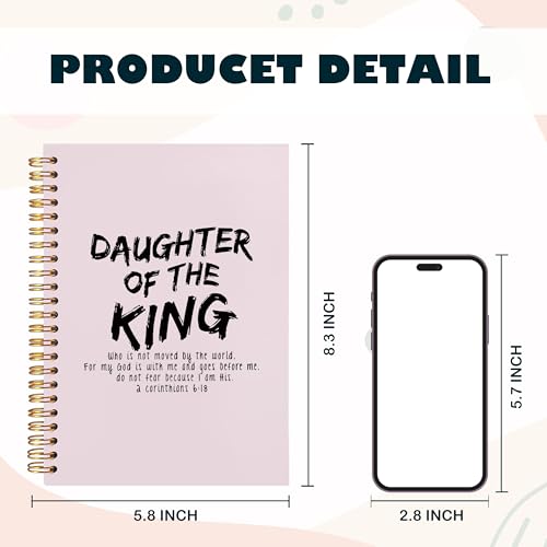 BearCake Prayer Journal for Woman,Christian Bible Journal,Christian Gifts for Women, Bible Notebooks for Note Taking, Daughter of the King,Spiral bible Notebook 5.5x8.3 Pink - color: white Bible-6：18 pink