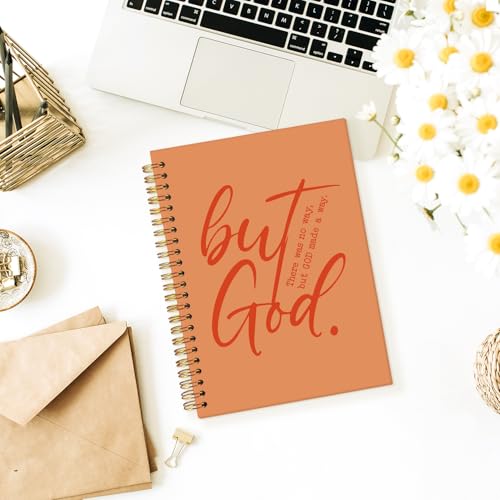 Wheatwin Bible Notebook, But God Christian Notebook Journal, Christian Gifts for Men Women, Inspirational Christian Hardcover Spiral Notebook 5.5x8.3 - Orange - color: But god - Orange