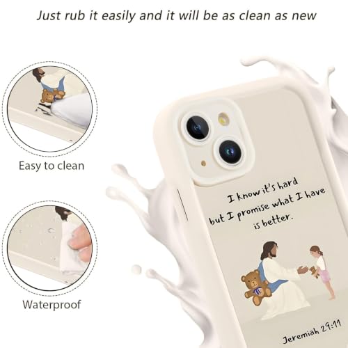 for iPhone 13 6.1'' Cute Bible Verse Bear Phone Case - color: White-Jesus Bear, size: iPhone 13