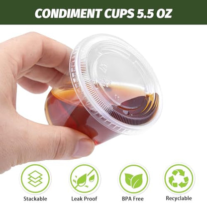 360 Pack 5.5 oz Condiment Cups with Lids, Disposable Jello Cups - size: 5.5oz-360p
