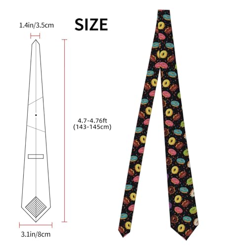 Men's Neckties, Novelty Printed Skinny Tie for Work Casual Party - color: Colorful Donut