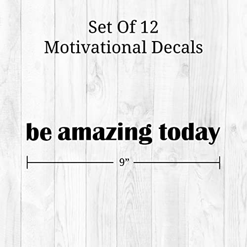 Motivational Mirror Decals - Set of 6 Black Vinyl Quotes Be Amazing Today, Smile It Looks Good On You, Just Breathe, Good Things are Coming - Bathroom Mirror Sticker - color: Black Motivational