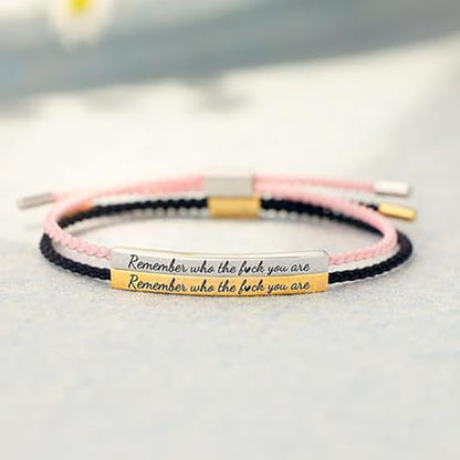 God is in Control Leather Bracelet, Stainless Steel Christian Faith Braided Engraved Bar Bracelets Self Worth Motivation Bracelet Inspirational Friendship Jewelry for Men Women - color: Remember Pink&Silver