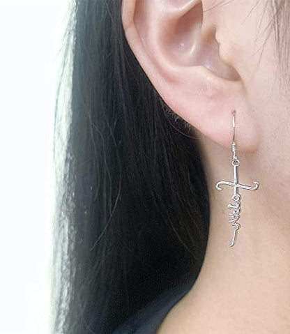 Eternity Faith Cross Drop Dangle Earrings for Women Elegant 925 Sterling Silver Infinity Love of God Minimalist Dainty Hypoallergenic Hanging Charm Dangling for Daughter Bff Birthday Christmas