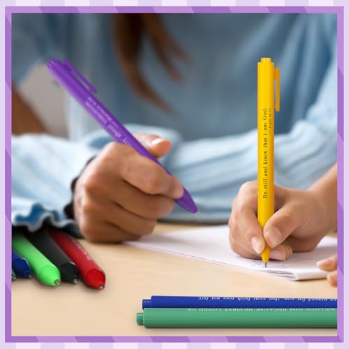 Cholemy 50 Pcs Bible Verse Pens Bulk Christian Pens Black Ink, Bright - color: Bright