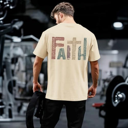 Tuislay Mens Christian T Shirts Jesus Religious Graphic Tees - color: Apricot, size: Small