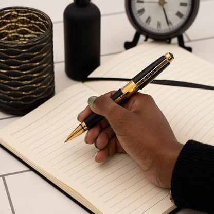 Cross Edge Gel Rollerball Pen, Matte Black Lacquer and Gold Trim, Personalized — Retirement, Work Anniversary, Graduation, or Career Milestone Award Gift - color: Black/Gold Trim
