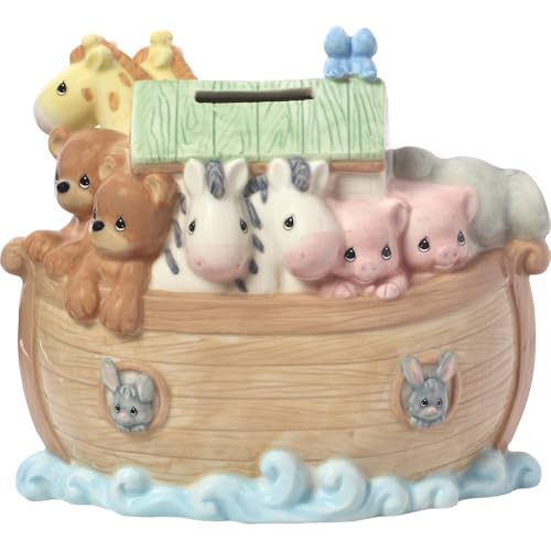 Precious Moments Noah's Ark Porcelain Baby Bank - Nursery Decor with Top Slot - 173434