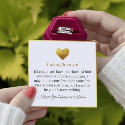 Faith Over Fear Cross Inspirational Rings for Women Daughter, Christian Blessed Hope Love Encouragement Rings Adjustable Open Tiny Purity Wrap Thumb Cross Ring Jewelry Graduation Cocktail Party - color: Heart Fcking Love You