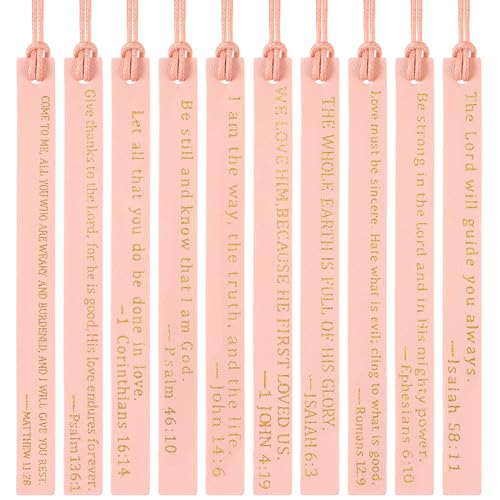 Skyygemm 10 Pcs Christian Bookmarks Christmas Gift for Women, Pink - color: Pink